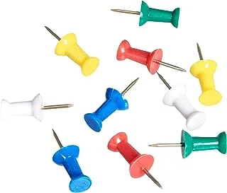 Amazon Basics Push Pins Tacks, Assorted Colors, Steel Point, 100-Pack