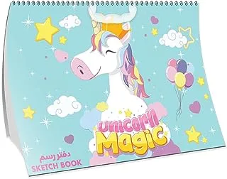 Generic Unicorn Spiral Sketchbook, 350 mm x 252 mm Size, 15-Sheets