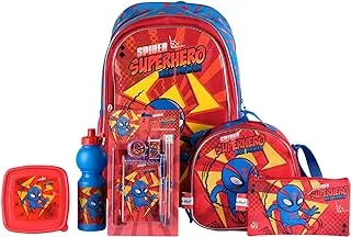 Super Hero Back to School Essentials 12-In-1 Trolley Set, 18-Inch Size, Blue/Red