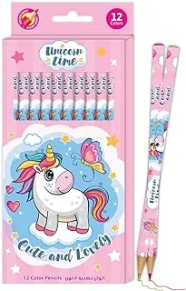 Generic Unicorn Color Pencils for Kids 12-Pieces, Pink