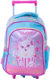 لولو كاتي حقيبة مدرسية بعجلات للبنات، مقاس 13 بوصة، أزرق