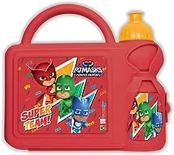 Pjmask Kids Plastic Lunch Box and Water Bottle, Red
