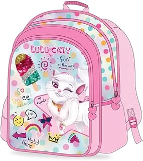 Lulu Caty School Backpack with Pencil Case for Girls, 16-Inch Size, Pink