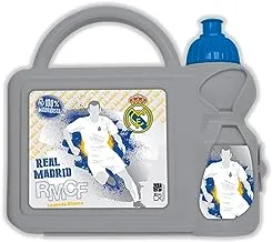 Realmadrid Kids Plastic Lunch Box and Water Bottle, Gray