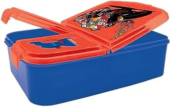 Generic صندوق غداء بلاستيك للأطفال من بايك ماستر مع 3 أقسام، أزرق/أحمر