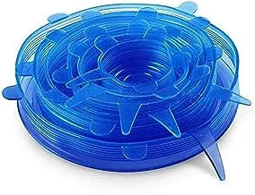 Silicone Stretch Fresh Food Cover Stretch Lids, 6-Pack of Various Sizes (Blue)