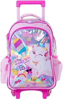 Lulu Caty School Trolley Bag for Girls with Pencil Case, 16-Inch Size, Pink