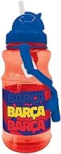 زجاجة مياه شفافة للأطفال من برشلونة مع شفاطة وحزام، سعة 500 مل، أحمر/أزرق
