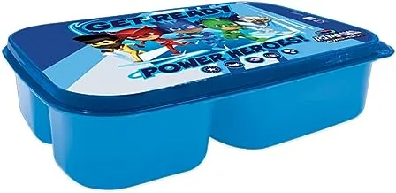 صندوق غداء بلاستيكي للأطفال من بي ماسك مع 3 أقسام، أزرق
