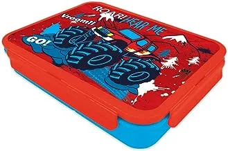 Generic Plastic Lunch Box with 3 Compartments for Kids, Red/Blue