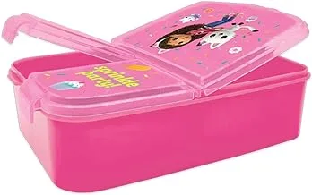 GBDH Gabby's Doll House Kids Plastic Lunch Box with 3 Compartments, Pink 143991