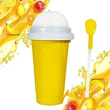 Slushy Maker Cup Frozen Magic Cup Squeeze Cup Slushy Maker DIY Homemade Smoothie Cups Travel Portable Double Layer Slushie Cup for Children and Family (Yellow)