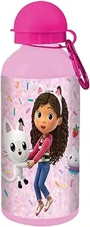 Gabby's Doll House Kids Aluminum Water Bottle with a Hook, 600 ml Capacity