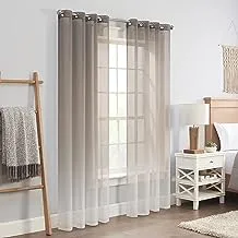 ECLIPSE Ines Printed Ombre Textured Light Filtering Grommet Window Curtains for Bedroom (2 Panels), 52 in x 108 in, Grey