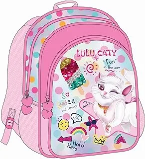 Lulu Caty School Backpack for Girls, 13-Inch Size, Pink