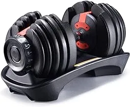 Adjustable Dumbbells with Optional Heavy-Duty Stand 24kg, Quick Automatic 15 Weight Adjustments, Iron and Carbon Steel, Ideal for Home Gym Exercises and Workouts