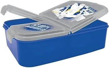 Realmadrid Kids Plastic Lunch Box with 3 Compartments, Blue/Gray