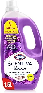 Clorox Scentiva Disinfectant Floor Cleaner 1L with Free 500ml, Tuscan Lavender, Relaxing Lavender Scent, No Bleach