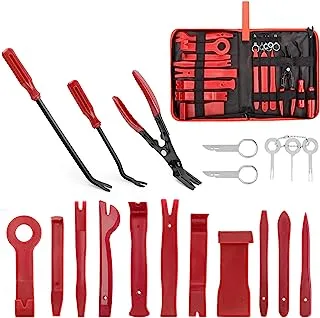 GOOACC 19Pcs Trim Removal Tool Set Panel Fastener Clips Removal Automotive Plastic Upholstery Pliers Removal Install Pry Car Tool with Storage Bag for Trim Panel Door Audio Clip Pliers Terminal