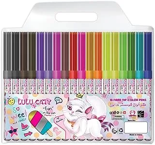 Lulu Caty Fibre Tip Color Markers Set, 18-Pieces Set