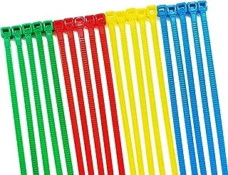 ECVV Cable Ties Multicolour (200 Pack), Wire Ties With Tensile Strength, Self-Locking Heavy Duty Nylon Plastic Zip Ties Wraps For Office, HoUSehold And Outdoor ||4.8mm x 200mm Random Color||