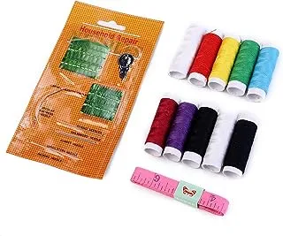 Lawazim Sewing Kit - a Complete Stitching set with Fine Point Needles Various Colorful Threads and Flexible Measuring Tape - for Home Clothes Repairs Tailoring Emergencies Carpentry Mattresses Sewing