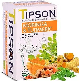 Tipson Organic Moringa Herbal Tea with and Turmeric 25 Teabags x 1.5 g