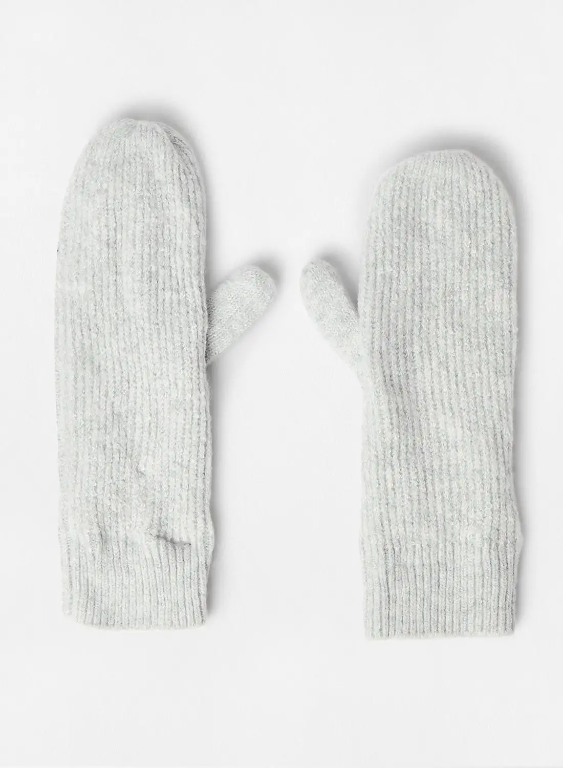PIECES Ribbed Knit Mittens Grey