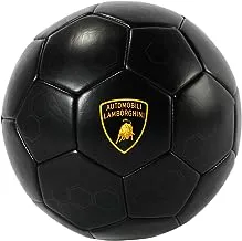 Lamborghini Soccer Ball Size 5 with Geometric Inscriptions - Machine-Stitched Construction, PVC Material, Perfect for Teenager and Adults - Black
