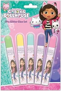 Gabby's Doll House Glitter Glue Tubes 5-Pieces, 10 g