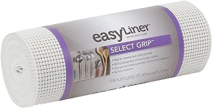 بطانة رف غير لاصقة من Duck، Select Grip EasyLiner، 12 بوصة × 20 قدم، أبيض