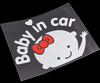 ملصق طفل في السيارة يلوح بعلامة الطفل على اللوحة للسيارة، ملصق للأطفال في السيارة ملصق أمان علامة لطيفة للسيارة من الفينيل (ملصق فتاة 2X)