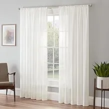 ستارة نافذة Eclipse Chelsea الحديثة الشفافة ذات الجيب لتصفية الضوء من الفوال لغرفة النوم أو غرفة المعيشة (لوحة واحدة)، 52 بوصة × 95 بوصة، أبيض