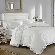 Laura Ashley Home - طقم غطاء لحاف كينج ، سرير قطني قابل للعكس مع شمس متطابقة ، ديكور منزلي خفيف الوزن لجميع الفصول (أنابيلا أبيض ، كينج)