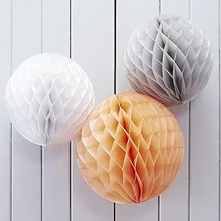 Honeycomb balls-peach,grey& white