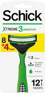 Schick Xtreme 3 Sensitive Disposal Razor for Men 12-Pieces