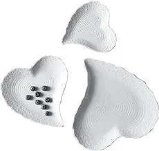 طقم أطباق تقديم على شكل قلب من بيست واي، 3 قطع، أبيض