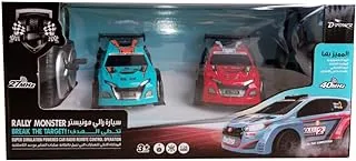 D Power – Rally Monster (Twin Pack) | RTR, 2 Radio Remote Control Car for Kids | 1:26 Scale, Dual Frequency Radio Channel, All Way Movement RC Car | Blue/Red Asst.