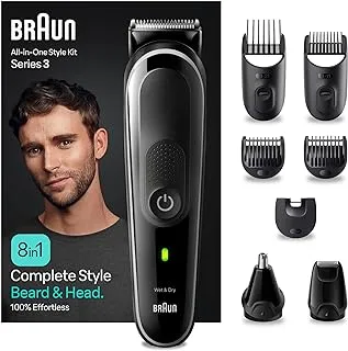 Braun MGK3440 Series 3 8-In-1 Style Kit with 80 Minutes Runtime, Black/Grey