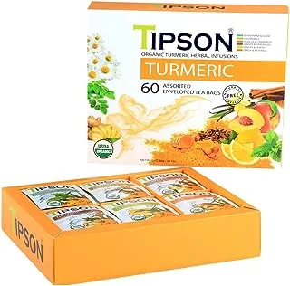 Tipson Organic Turmeric Herbal Tea Assorted Gift Pack 60 Teabags x 1.5 g