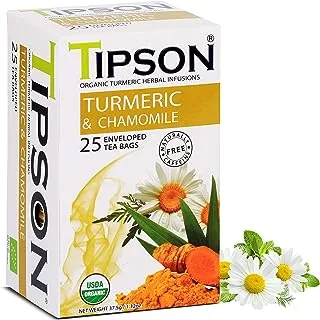 Tipson Organic Turmeric Herbal Tea with Chamomile 25 Teabags x 1.5 g