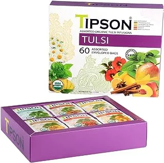 شاي الأعشاب العضوي من تيبسون مع مجموعة هدايا متنوعة من التولسي 60 كيس شاي × 1.5 جم