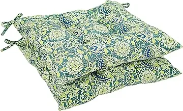 Amazon Basics Tufted Outdoor Square Seat Patio Cushion - Pack of 2, Blue Flower
