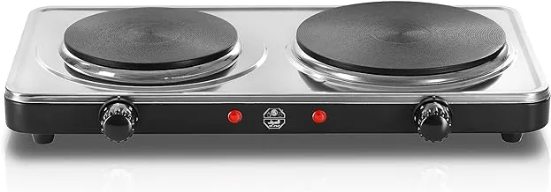 Alsaif Stainless steel double hot plate,color: Silver, Wattage: 2500W