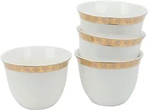 Alsaif Gallery Arab Porcelain Coffee Cup 12-Piece Set with Gold Line Drawing A Rose