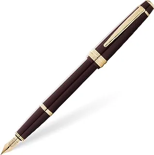 قلم حبر من Cross Bailey مصنوع من الراتنج العنابي المصقول الفاتح والذهبي اللون