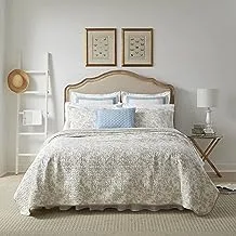 Laura Ashley Home - Twin Quilt Set, Cotton Reversible Bedding with Matching Sham, Lightweight Decor for All Seasons (Amberley Biscuit, Twin)