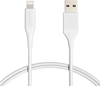 Amazon Basics iPhone Charger Cable, ABS USB-A to Lightning, MFi Certified, for Apple iPhone, iPad, 10,000 Bend Lifespan - White, 3 Foot (1M) 2-Pack