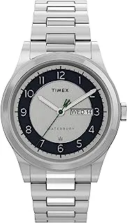 Timex Men's Waterbury Traditional Day-Date 39mm Watch â€“ Silver-Tone Case & Dial with Stainless Steel Bracelet, Stainless Steel, One Size
