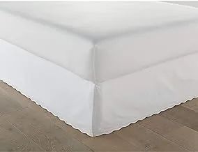 كوخ حجري - تنورة سرير كوين، تنورة سرير مصممة من القطن، ديكور منزلي بسيط وأنيق (أبيض خالص، كوين)